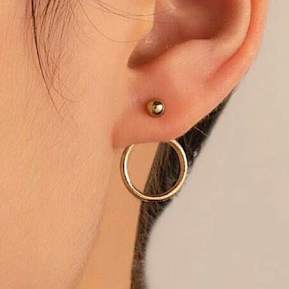 ⚜️[𝟯/$𝟭𝟴]⚜️NEW Gold Round Jacket Earrings - Picture 7 of 10